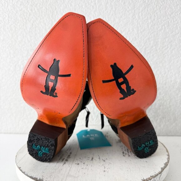 Lane RODEO HOUSTON Cowboy Booties Brown Western Snip Toe Short Boots Women 8 - Picture 9 of 13